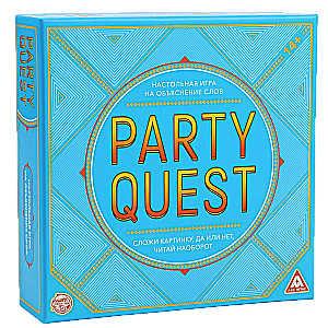Gra planszowa wyjaśniająca słowa PARTY QUEST: Ułóż obrazek, tak czy nie, czytaj odwrotnie
