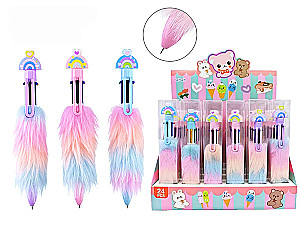 Automatic Ballpoint Pen Plush Rainbow, assorted