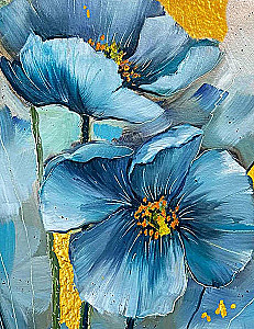 Paint by Numbers with Gilding - Blue Flowers, 40x50cm