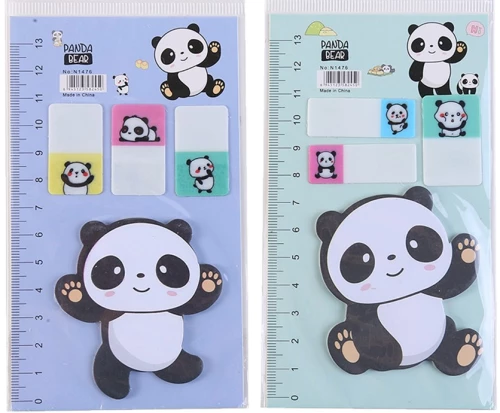 Zestaw zakładek z klejącym brzegiem - Panda bear, w różnych wzorach