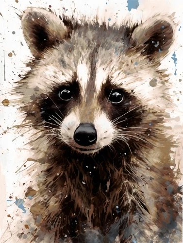Glezna pēc numuriem - Mazais jenots, 40x50cm