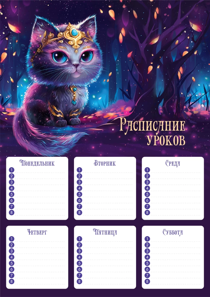 Расписание уроков - Волшебный кот