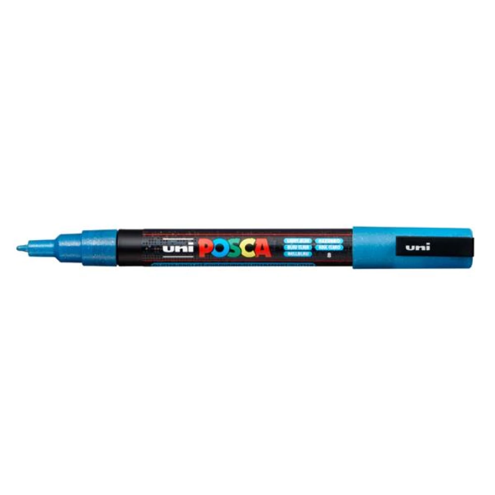 Marker UNI Posca PC-3ML, helesinine sädelustega (8)