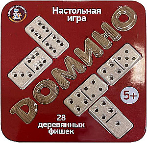 Игра деревянная - Домино (жестяная коробочка)