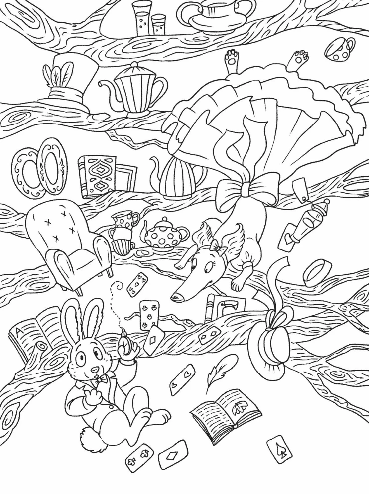 Märchenhafte Dachshunde. Kolorieren Sie 21 Illustration, inspiriert von bekannten Märchen