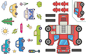 Volumetrische Spielzeuge aus Papier. Autos