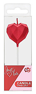 Svečs tortam - HEART Diamond, sarkans (10.5x3.5)