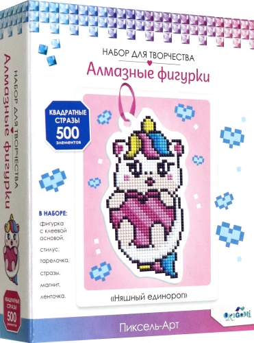 Алмазная фигурка с магнитом и ленточкой. Няшный единорог