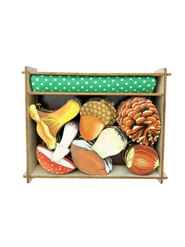 Zählmaterial in einem Beutel - Geschenke des Waldes