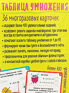 IQ Daugkartiniai kortelės su žymekliu. 7+ Daugybos lentelė