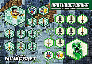 Brettspiel - Konfrontation. Im Stil von Minecraft. Kampf gegen den Creeper