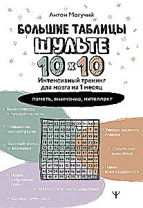 Suured Schulte tabelid 10x10. Intensiivne treening aju jaoks 1 kuu vältel. Erinevused: mälu, tähelepanu, intelligentsus