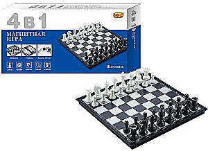 Szachy, warcaby, backgammon i karty. 4 w 1 magnetyczne z planszą do gry