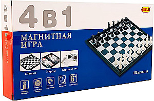 Szachy, warcaby, backgammon i karty. 4 w 1 magnetyczne z planszą do gry