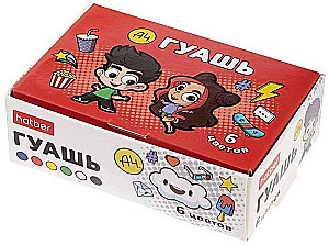 Gouache in a cardboard box, 10ml, 6 colors - Vlad A4