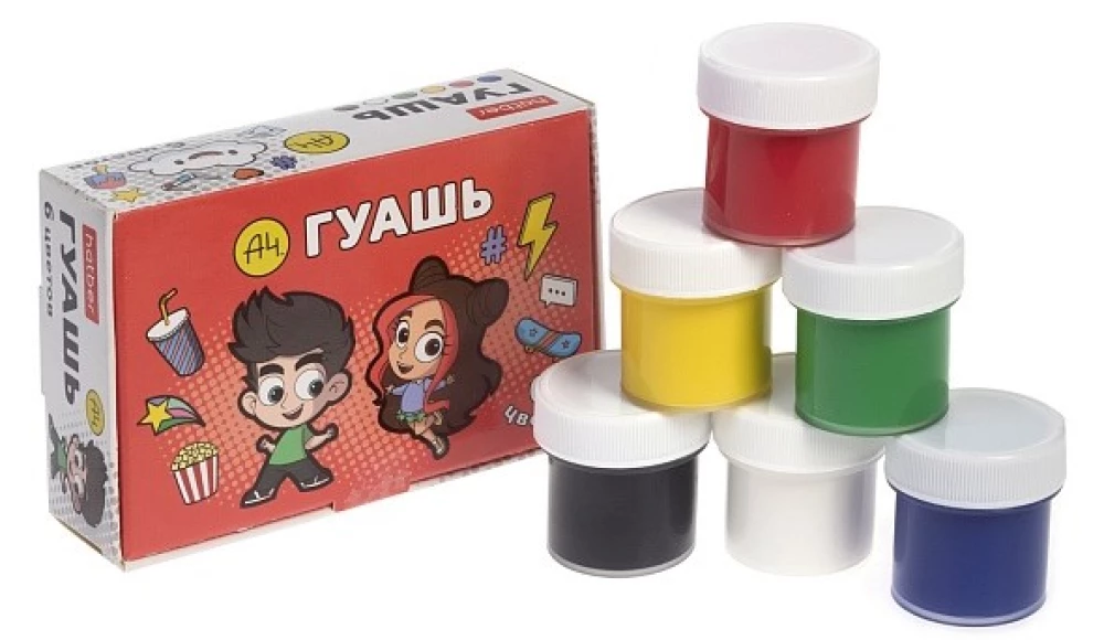 Gouache in a cardboard box, 10ml, 6 colors - Vlad A4