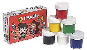 Gouache in a cardboard box, 10ml, 6 colors - Vlad A4