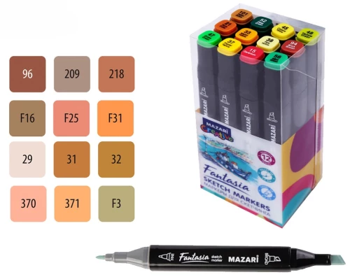 Doppelseitige Sketchmarker Set - Fantasia, 12 Farben, Herbstfarben 2 (Farben des Herbstes 2)