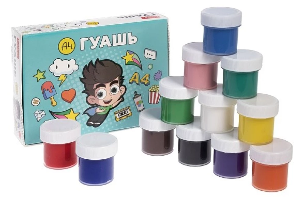 Gouache, 12 colors of 10ml - Vlad A4