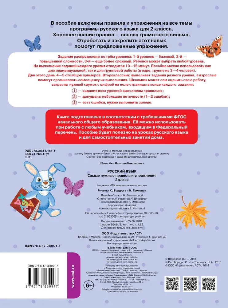 Russian Language. The Most Essential Rules and Exercises. Grade 2
