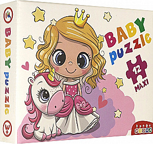 Puzzle - 12, maxi: Prinzessin und Einhorn