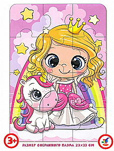 Puzzle - 12, maxi: Prinzessin und Einhorn