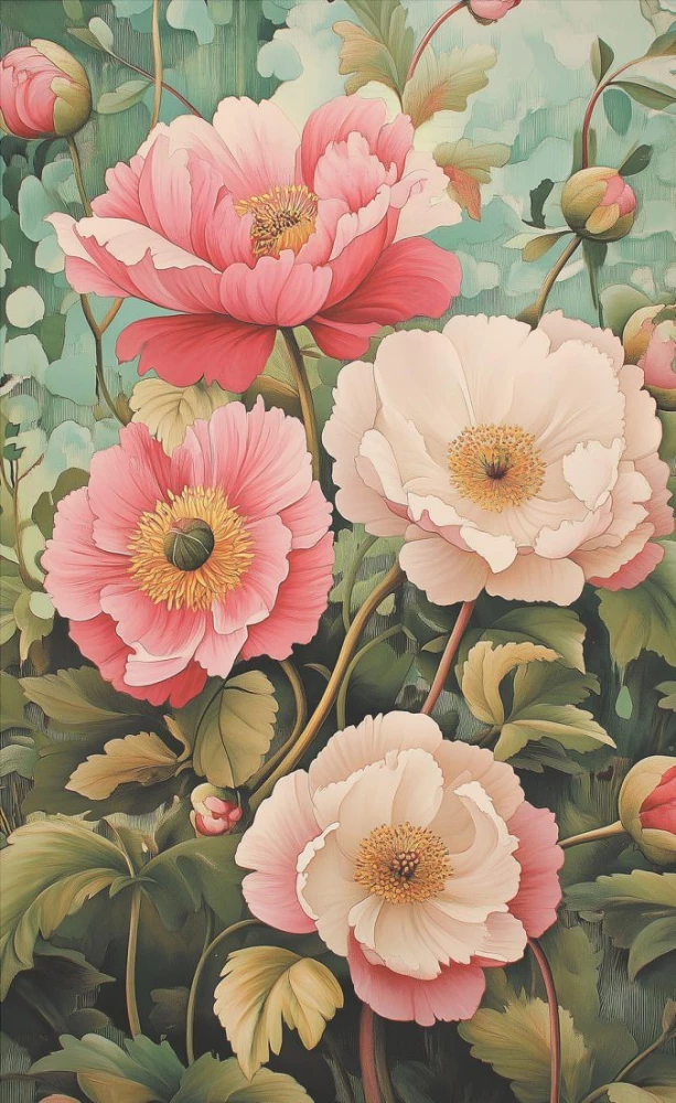 Creative Notebook. Inspired by William Morris (peonies on a dark background)