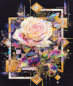 Number Painting Black Canvas with Gold Leaf - Magical Rose