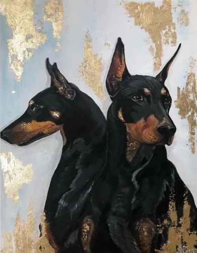 Numbriga maal kullaga - Dobermani tõu koerad