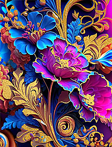 Malen nach Zahlen mit Blattgold - Blumen und Gold, 40x50 cm