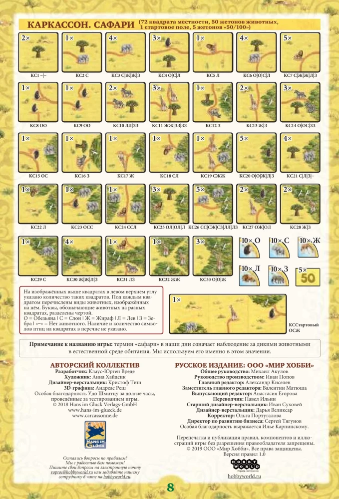 Stalo žaidimas - Carcassonne. Safari