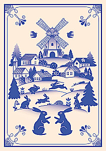 Notebook Once Upon a Time. Gzhel Bunnies