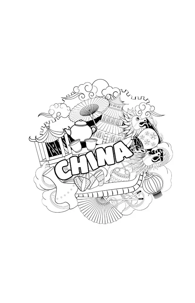 China. Der Weg zu den Himmlischen. Anti-Stress Ausmalbuch