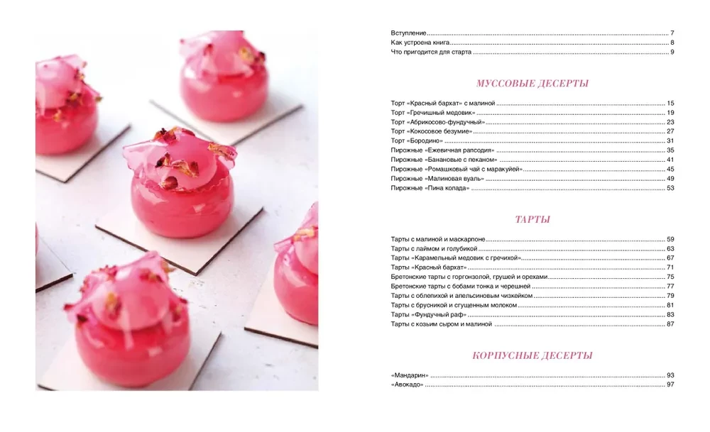Zuckerbäckerführer. Körperliche und gebackene Desserts. Torten und Mousse
