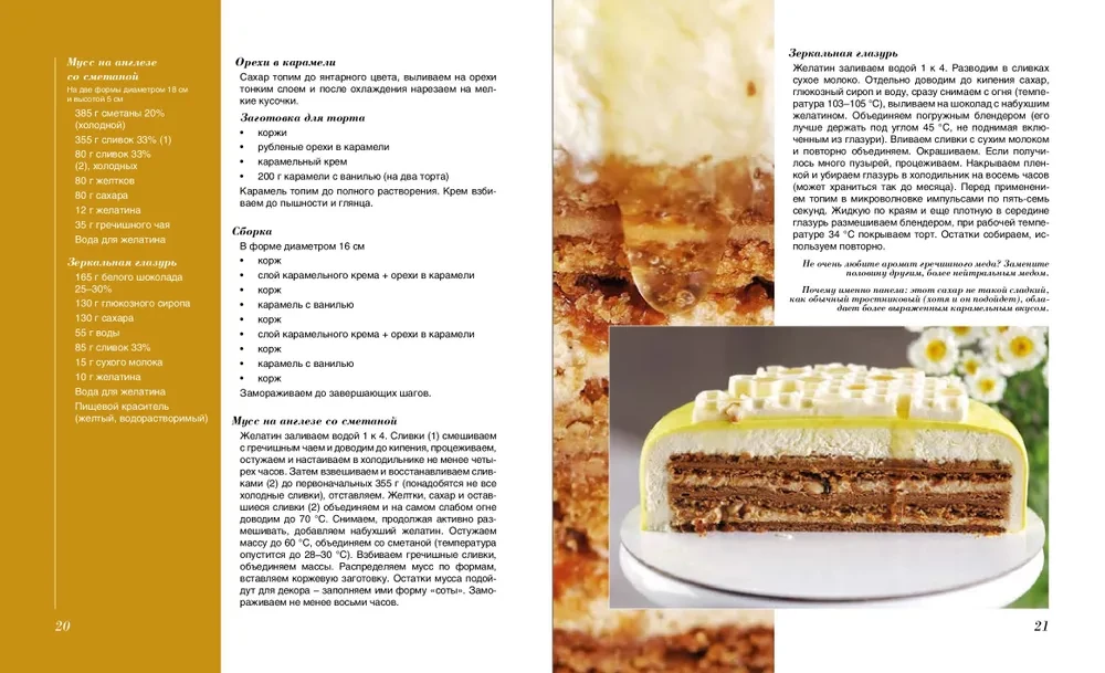 Zuckerbäckerführer. Körperliche und gebackene Desserts. Torten und Mousse