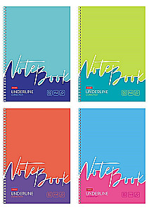 Piezīmju grāmatiņa - Underline, 80 lapas, A4, rūtiņas, dažādās krāsās