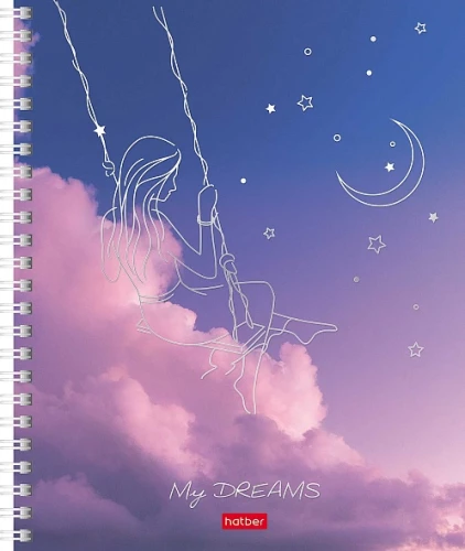 Тетрадь - DREAMS на гребне, А5, 96 листов, клетка, в ассортименте