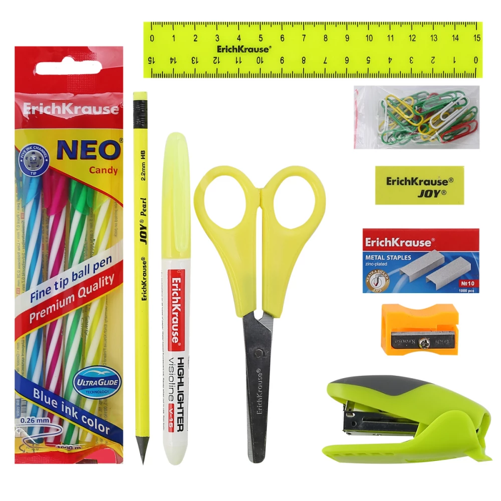 Zestaw biurowy, 14 elementów, obracający się, kolor żółty, Mini Desk, Neon Solid