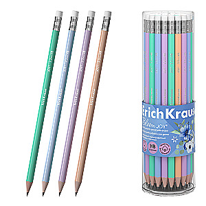 Schwarzgraphit Bleistift aus Kunststoff - JOY Pastel Bloom, rund, mit Radiergummi, HB, im Sortiment