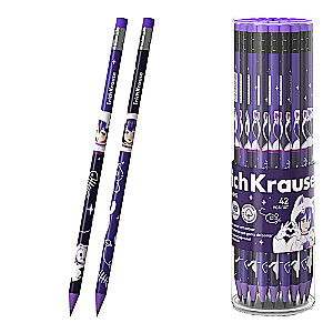 Schwarzgraphit Bleistift Kunststoff - Space Anime, dreikantig, mit Radierer, HB, in assortierten Ausführungen