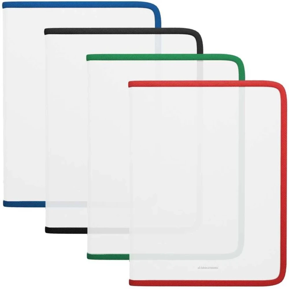 Folder na zeszyty na zamek błyskawiczny plastikowa - Matt Clear, z kolorowym zamkiem, A4, assorti