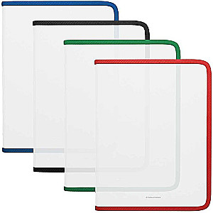 Folder na zeszyty na zamek błyskawiczny plastikowa - Matt Clear, z kolorowym zamkiem, A4, assorti