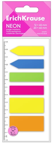 Kleebimiskleebised plastmassist - Neon, 12x45 mm, 20x45 mm, 150 lehte, 5 värvi