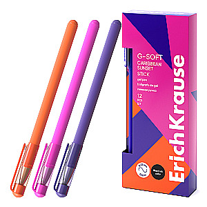 Długopis żelowy - G-Soft Stick Caribbean Sunset 0.38, kolor atramentu - czarny, w asortymencie