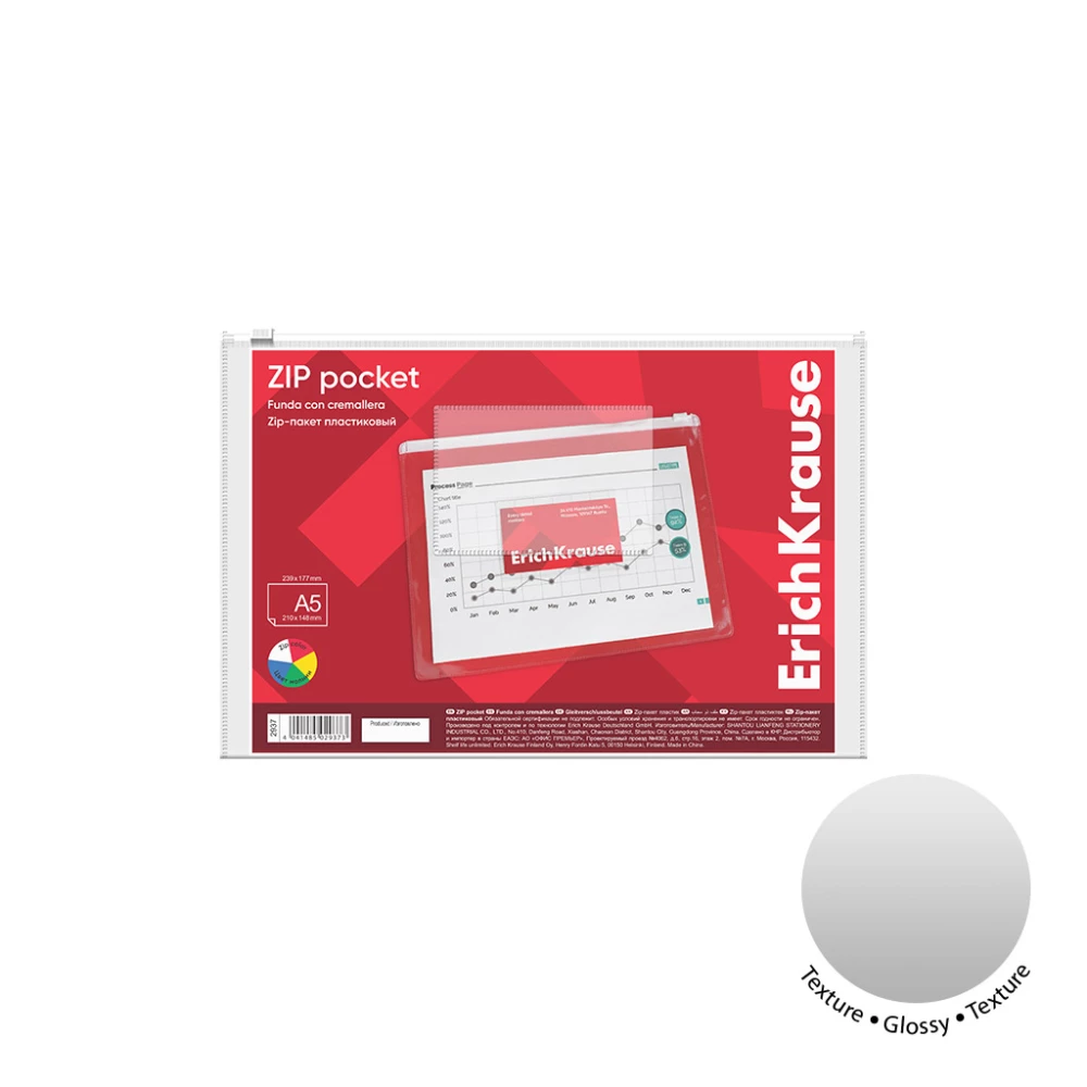 Zip-Beutel aus Kunststoff PVC Zip Pocket, A5, transparent