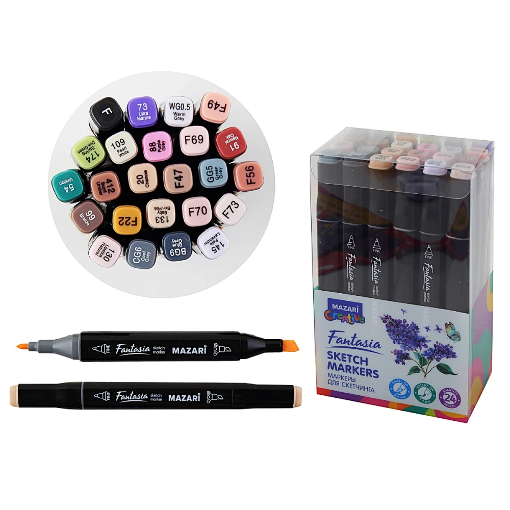 Doppelseitige FANTASIA Skizzenmarker Set, 24 Farben doppelseitig