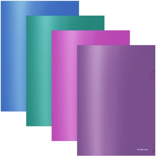 A4 nurk-folder, 180 mkm, ErichKrause Glossy Vivid, poolläbipaistev, assortii