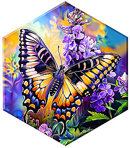 Number Painting with Hexagon Crystal - Swallowtail Butterfly in Flowers