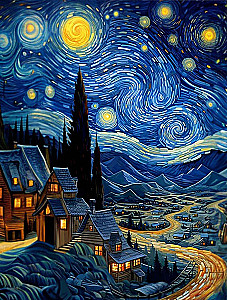 Numbered Painting with Glow-in-the-Dark Paint - Starry Night