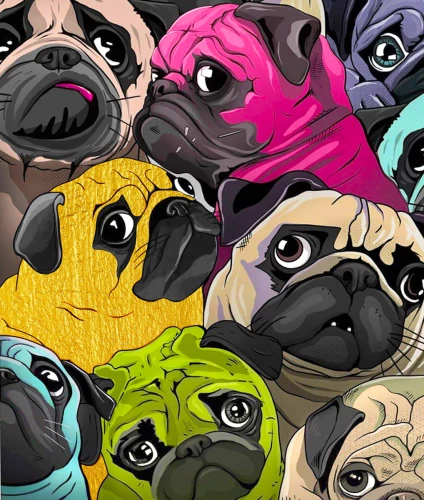 Numbrite maal koos kuldse lehega - Mops Kunst